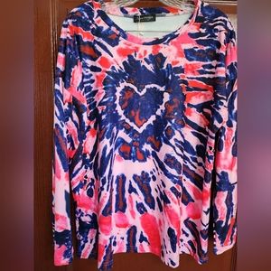 NWT Long-sleeved tie-dyed happy heart ❤️ shirt, size 2XL #7